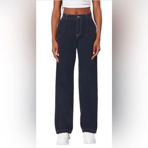 The Kript Contrast Stitch Straight Jeans